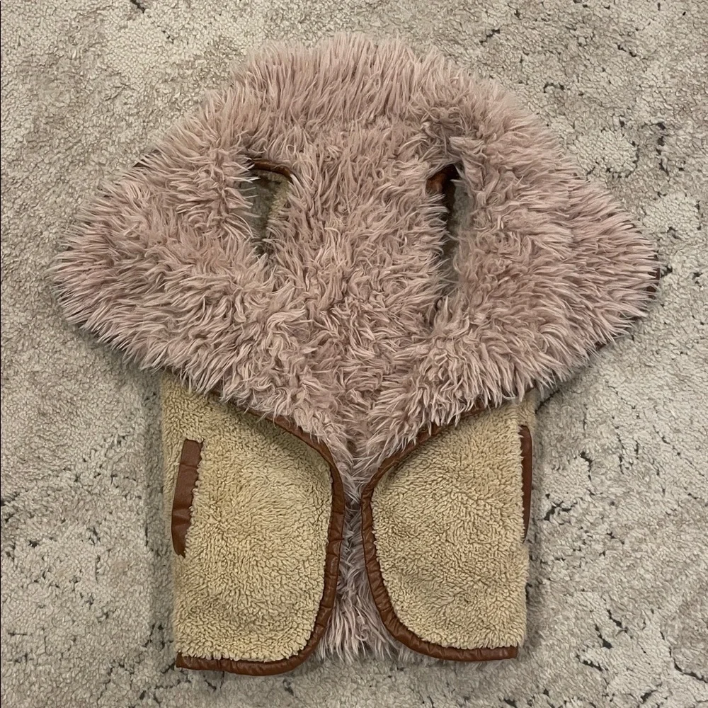 Cozy Kids' Faux Fur Vest - Cream and Brown